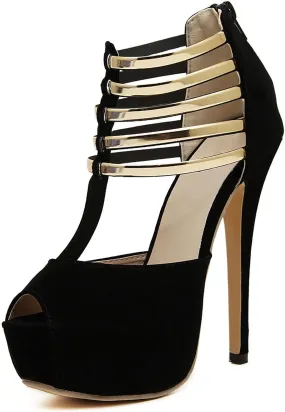 14CM/5.51IN High Heels Women Thick High Heels Nightclub Sexy Fashion Suede Pumps Open Toe High Heel Shoes Size 35-45