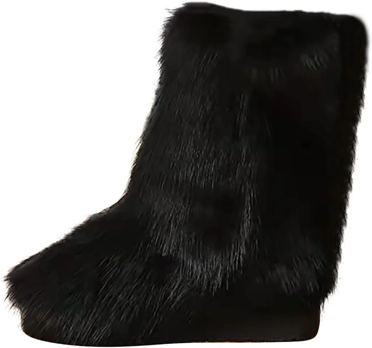 Bcshiye Fur Winter Boots for Women,Gradient Winter Mid-Calf Snow Boots Fuzzy Fluffy Furry Fashion Short Snow Boots