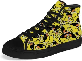 Duck High Top Canvas Shoes for Men Women Cartoon Duck High Top Sneakers Lace Up Casual Shoes Gifts for Girls Boys