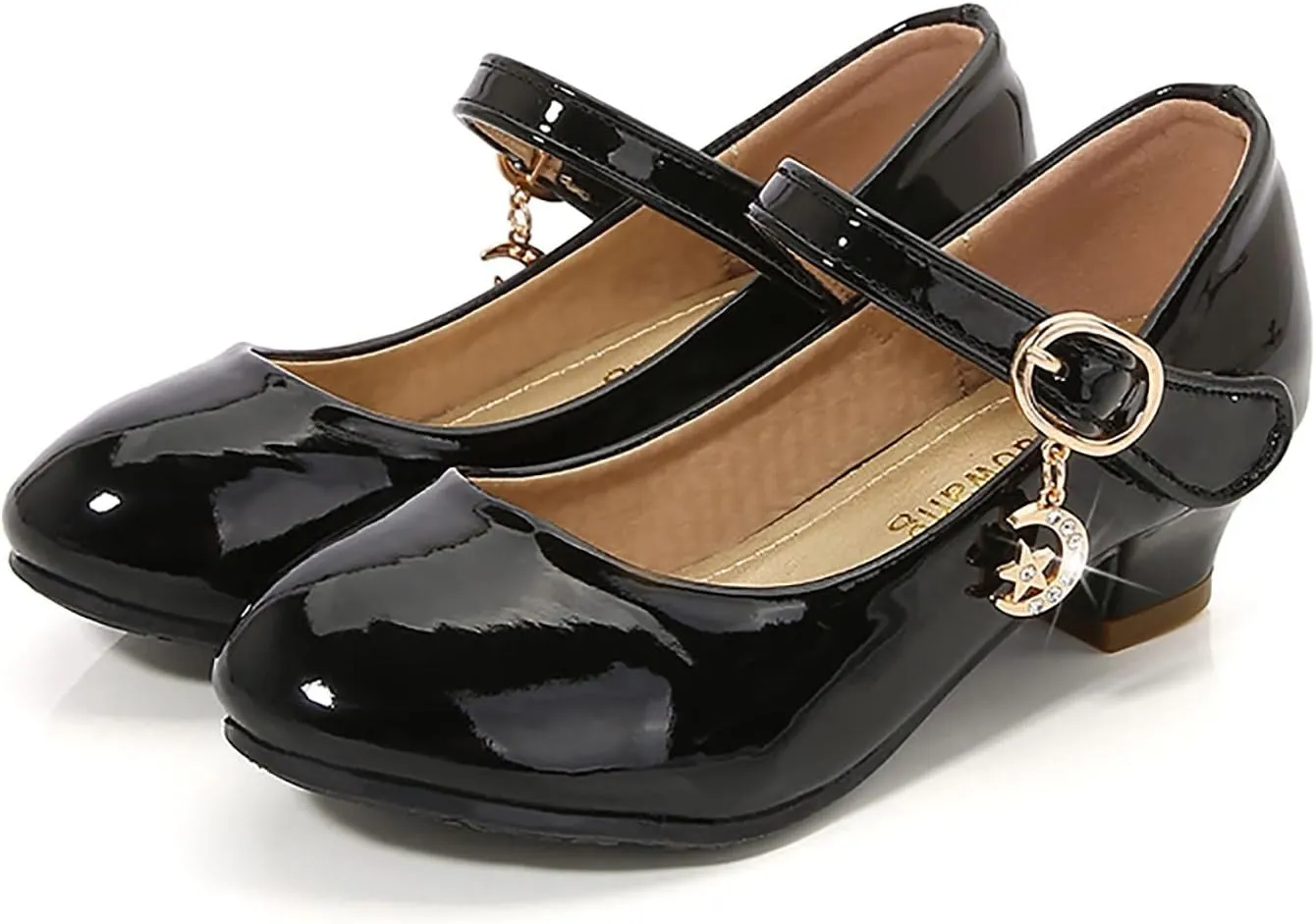 Girls Dress Shoes Low Heel Flats Mary Jane Flower Wedding Party Glitter Dance Shoes for Kids Toddler