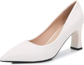 Hee grand Women Heels Slip On Chunky High Heels Black Work Heels Comfort Dress Pumps