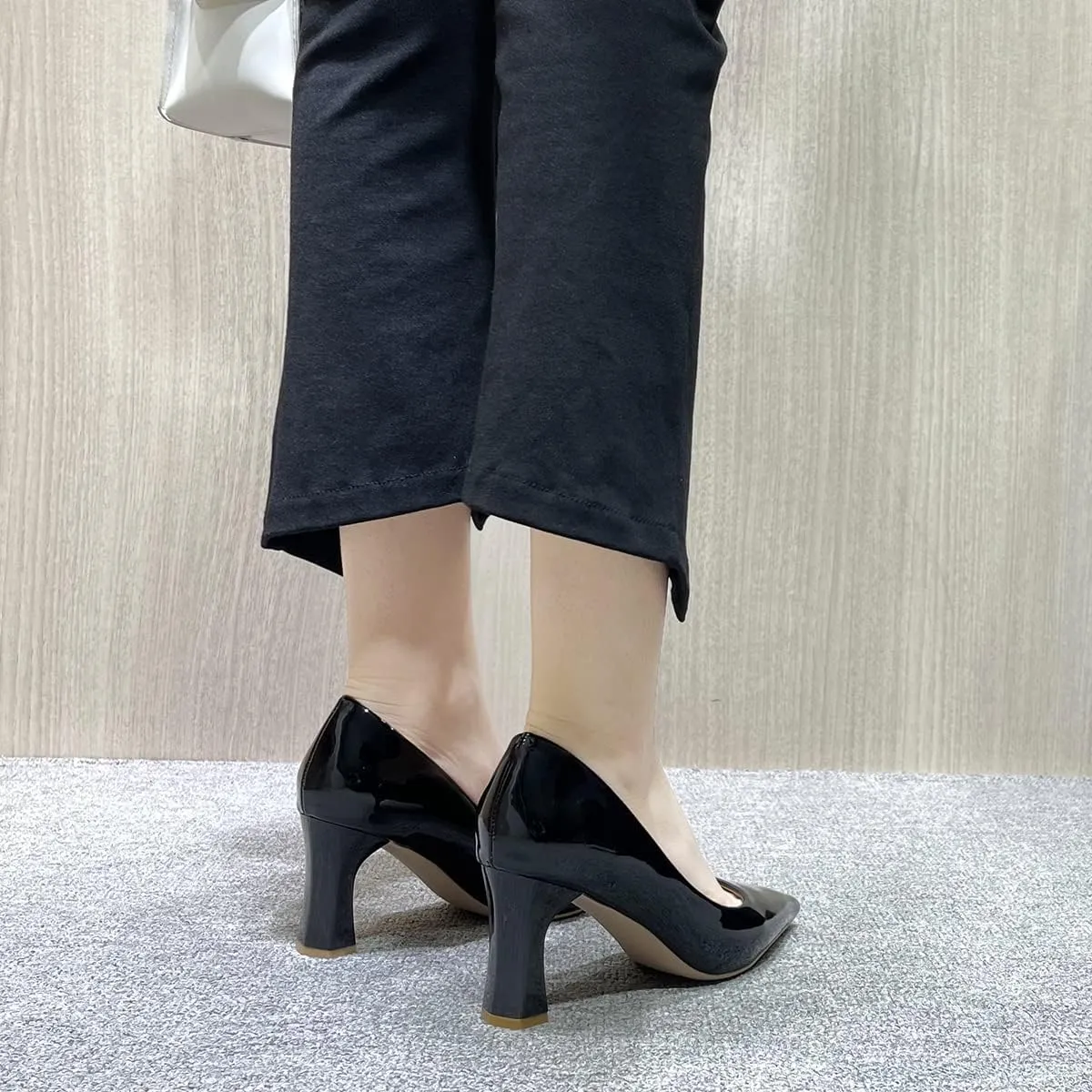 Hee grand Women Heels Slip On Chunky High Heels Black Work Heels Comfort Dress Pumps