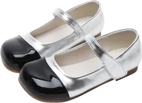 IWIHMIV Toddler Girls Dress Shoes Flower Girls Non Slip Mary Jane Walking Flat Ballet Shoes for Party Wedding