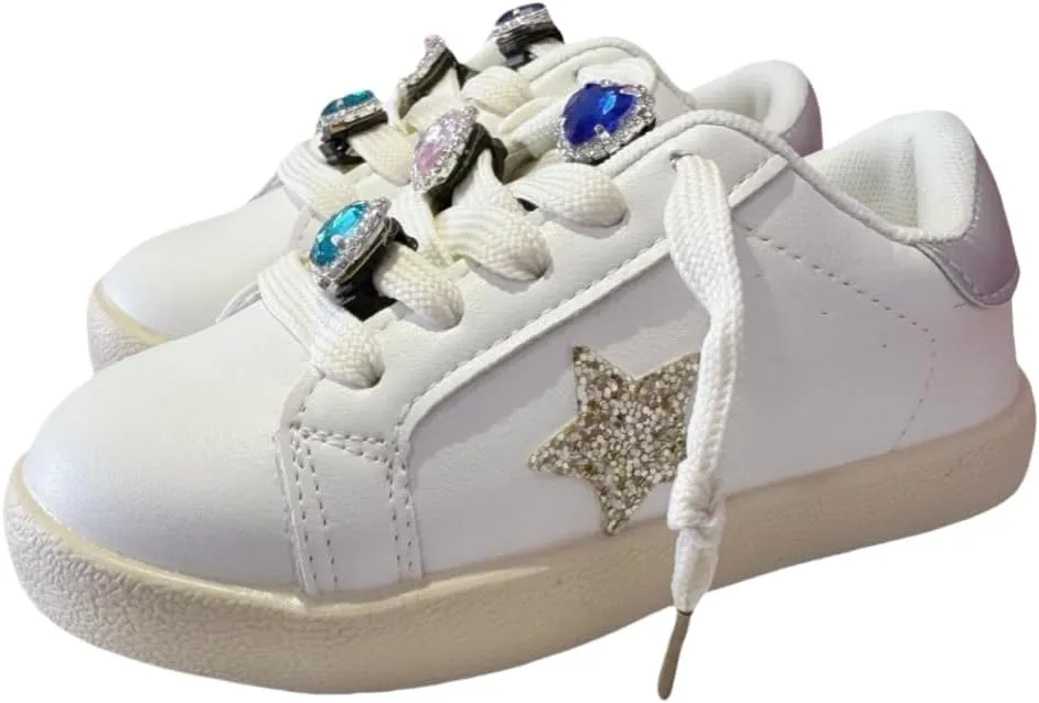 Kids Sparkle Star Sneakers Casual Sports Running Shoes for Girls Boys