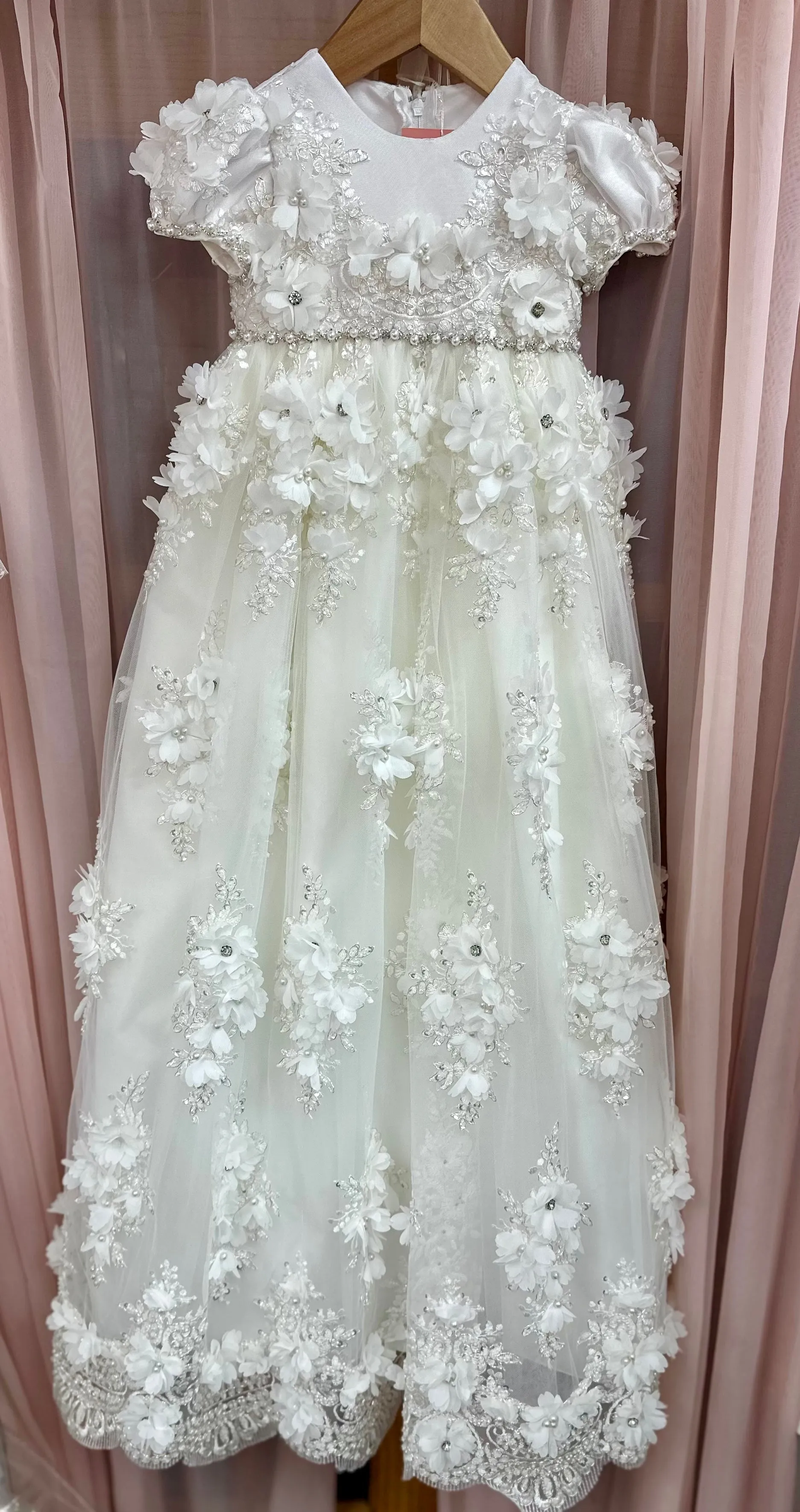 Lola 3D flowers  christening dress