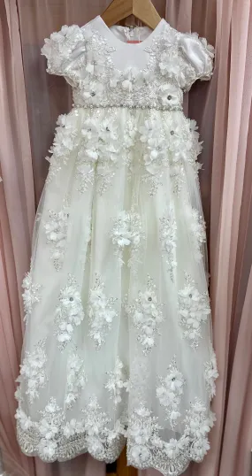 Lola 3D flowers  christening dress