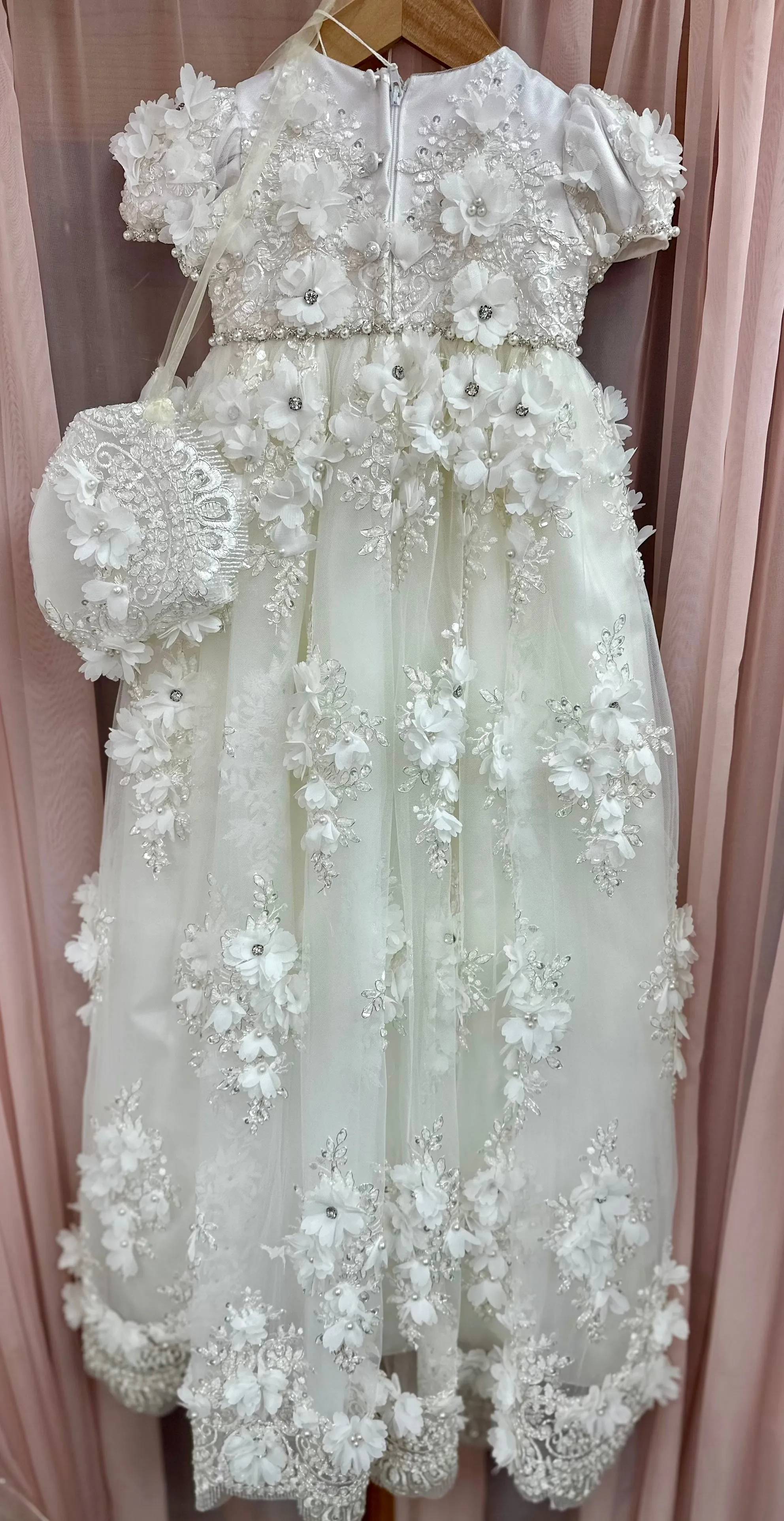 Lola 3D flowers  christening dress