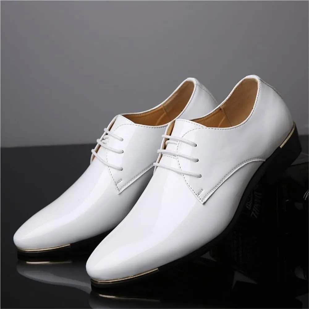Men's Dress Shoes Classic Business Leather Shoes Heel Rubber Sole Non Slip Black