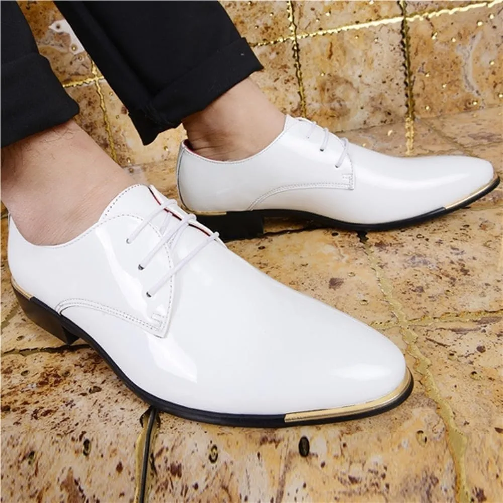 Men's Dress Shoes Classic Business Leather Shoes Heel Rubber Sole Non Slip Black