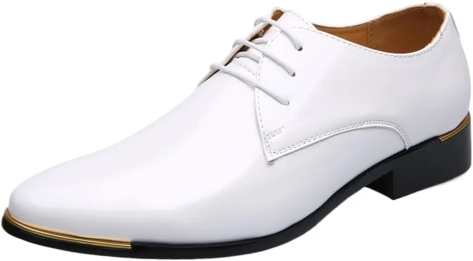 Men's Dress Shoes Classic Business Leather Shoes Heel Rubber Sole Non Slip Black