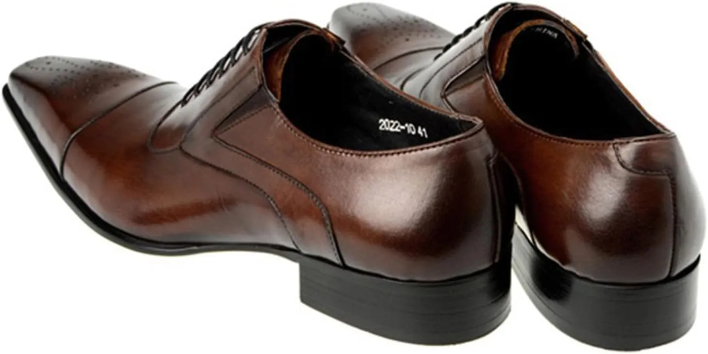 Men's Dress Shoes Leather Formal Business Oxford Derby Shoes Brogue Wingtip Retro Dress Shoes for Men