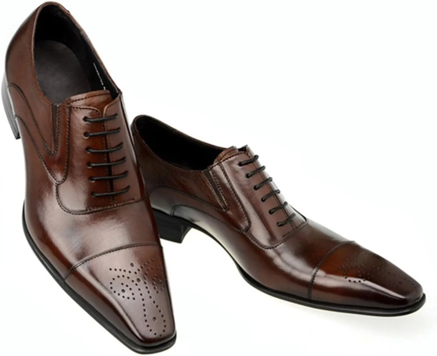 Men's Dress Shoes Leather Formal Business Oxford Derby Shoes Brogue Wingtip Retro Dress Shoes for Men