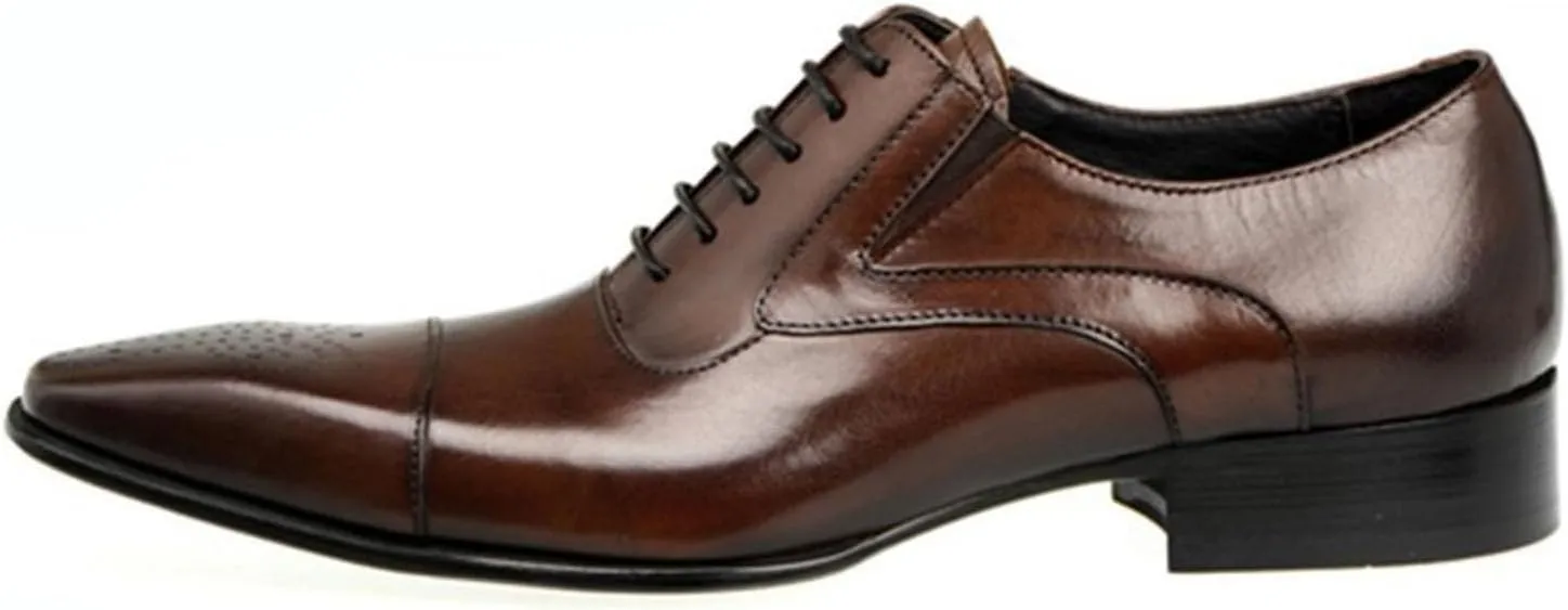 Men's Dress Shoes Leather Formal Business Oxford Derby Shoes Brogue Wingtip Retro Dress Shoes for Men