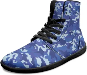 Men's Wide Barefoot Shoes High Top Zero Drop Casual Shoes Non-Slip Fashion Sneaker Camouflage Shoes for Athletic Running Walking