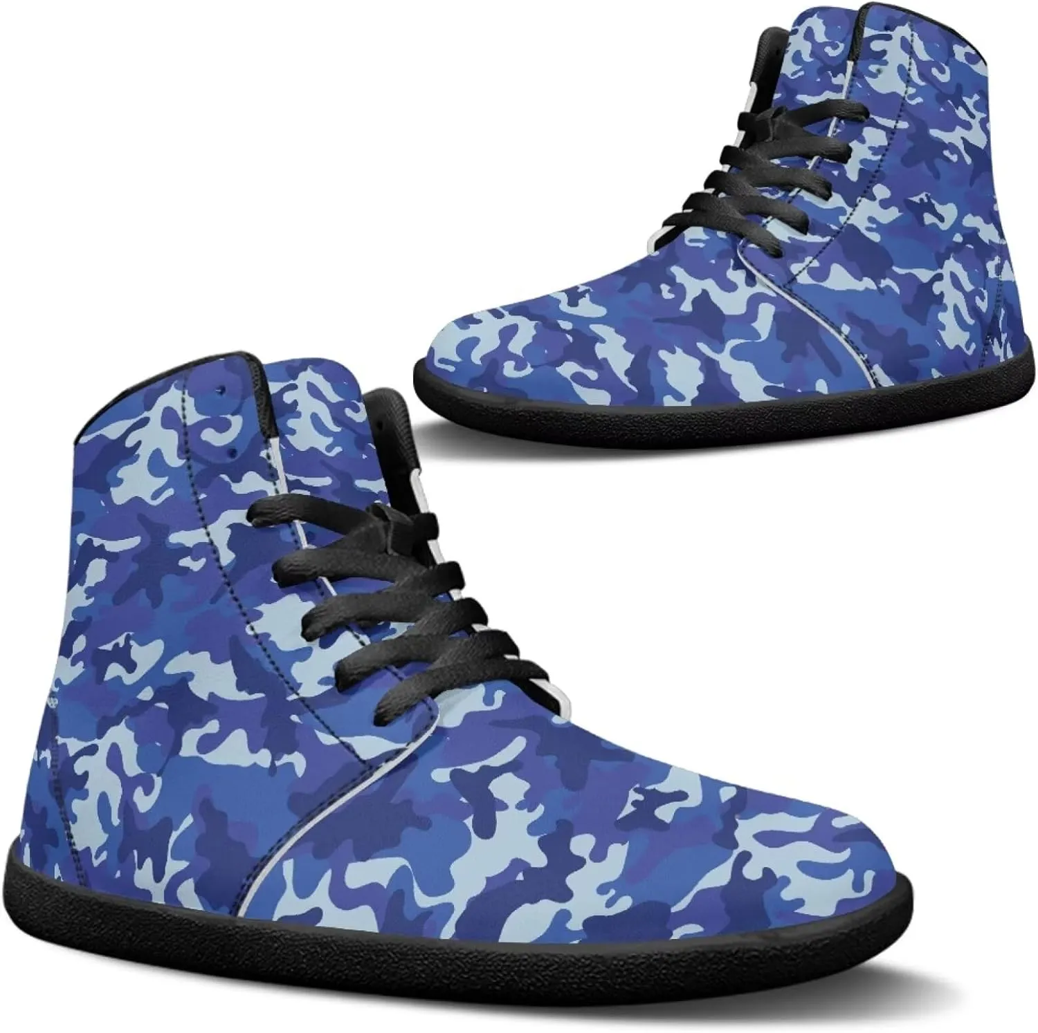 Men's Wide Barefoot Shoes High Top Zero Drop Casual Shoes Non-Slip Fashion Sneaker Camouflage Shoes for Athletic Running Walking