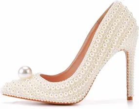 MYFSPORTS Pointed High Heels Women's Shoes Pearl Wedding Shoes 11 cm Stiletto Shoes High Heel Sandals Ladies High Heels Bridal Shoes Comfortable Evening Dress Party Dinner Women's Shoes