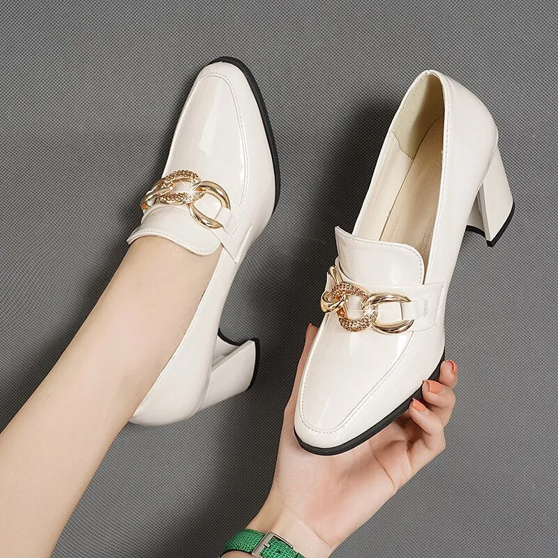 New Pointy Sandals High Heels Dress Shoes Chain High Heels Women's High Heels Beige High Heels Office Shoes Zapatos Mujer