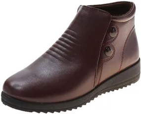 oiangi Womens Winter Boots Snow Booties 2022 Fashion Round Toe Plus Velvet Warm Side Zipper Flat Boots Solid Casual Comfortable Outdoor Non-slip Shoes