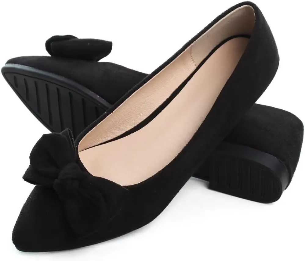 Stunner Womens Flats Fashion Pointed Toe Bowknot Dress Flats Casual Flats Comfortable Slip On Ballet Flats