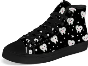 Teeth High Top Canvas Shoes for Men Women Dental Print High Top Sneakers Lace Up Casual Shoes Gifts for Boys Girls