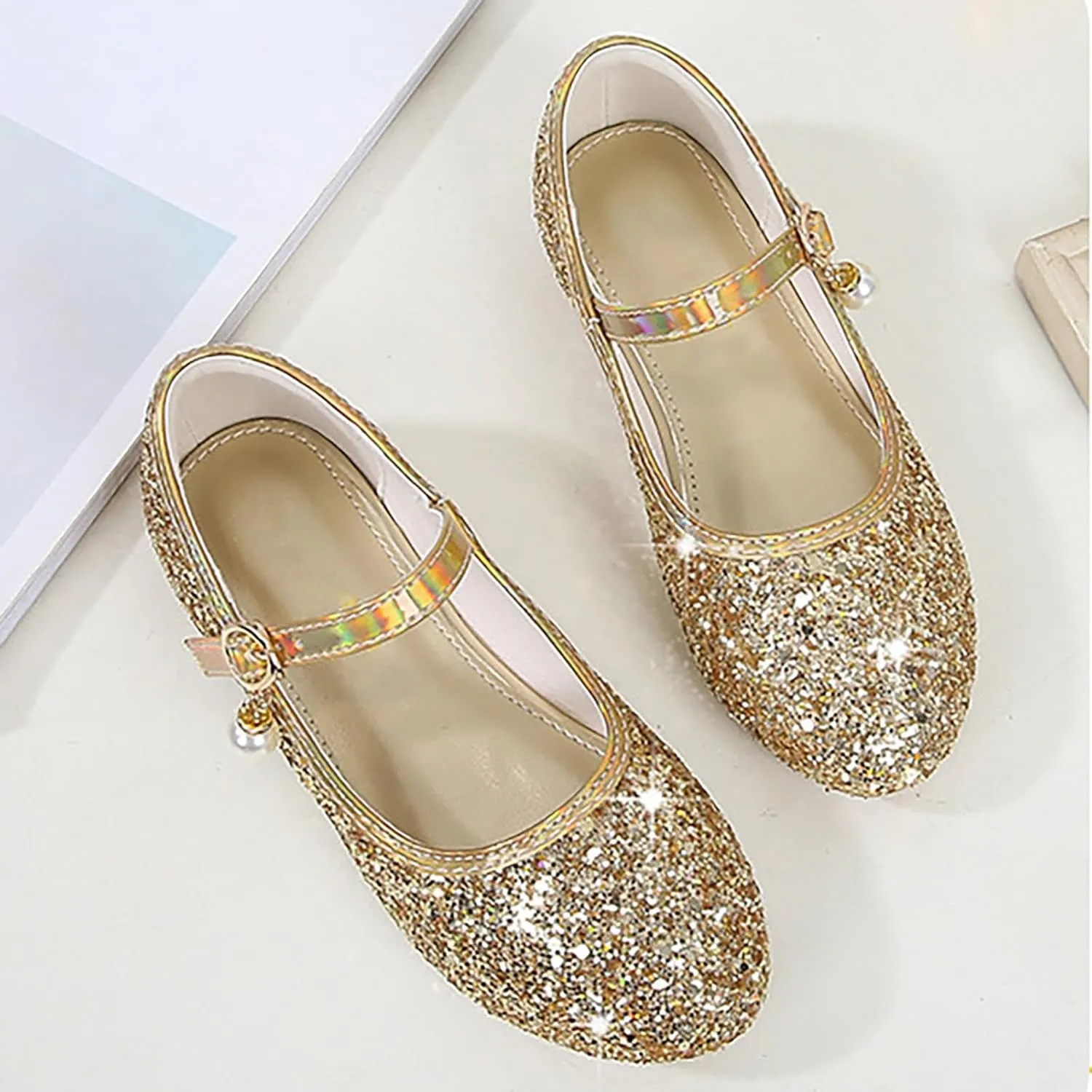 Toddler Flower Girl Dress Shoes Rhinstones Mary Jane Ballet Flats Party Wedding Little School Shoes for Girls