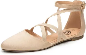 Trary Black Flats for Women, Mary Jane Shoes, Ballet Flats with Ankle Strap, Dressy Comfortable Pointed Toe Shoes