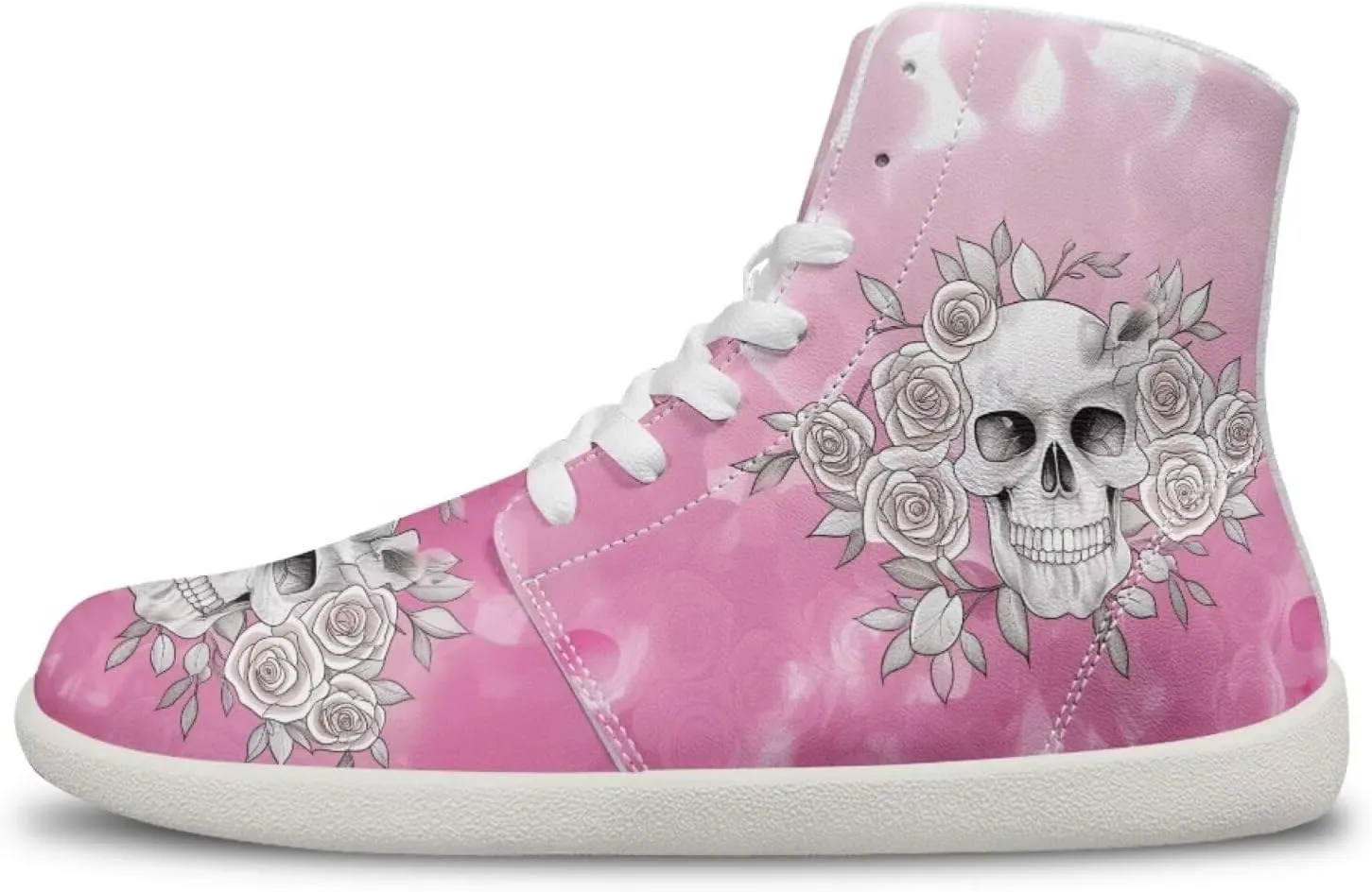 Unisex Mens Skull High Top Shoes Fashion Lace Up Running Ankle Support Sneakers for Hiking Walking