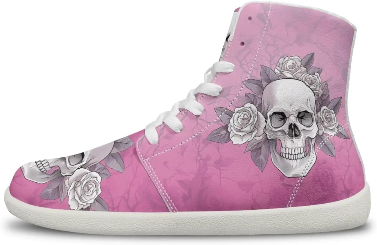 Unisex Mens Skull High Top Shoes Fashion Lace Up Running Ankle Support Sneakers for Hiking Walking