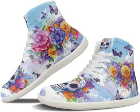 Unisex Mens Skull High Top Shoes Fashion Lace Up Running Ankle Support Sneakers for Hiking Walking