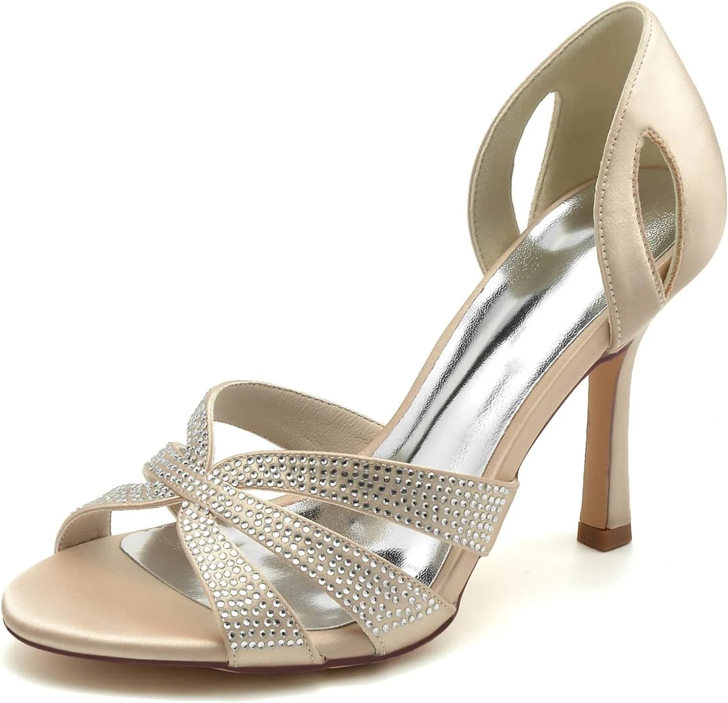 Wedding Bridal Shoes Women Comfortable Peep Toe High Heels Satin Bridal Shoes Stiletto Heel Evening Party High Heels Sandals 9.5Cm