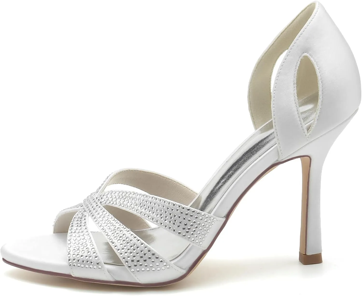 Wedding Bridal Shoes Women Comfortable Peep Toe High Heels Satin Bridal Shoes Stiletto Heel Evening Party High Heels Sandals 9.5Cm