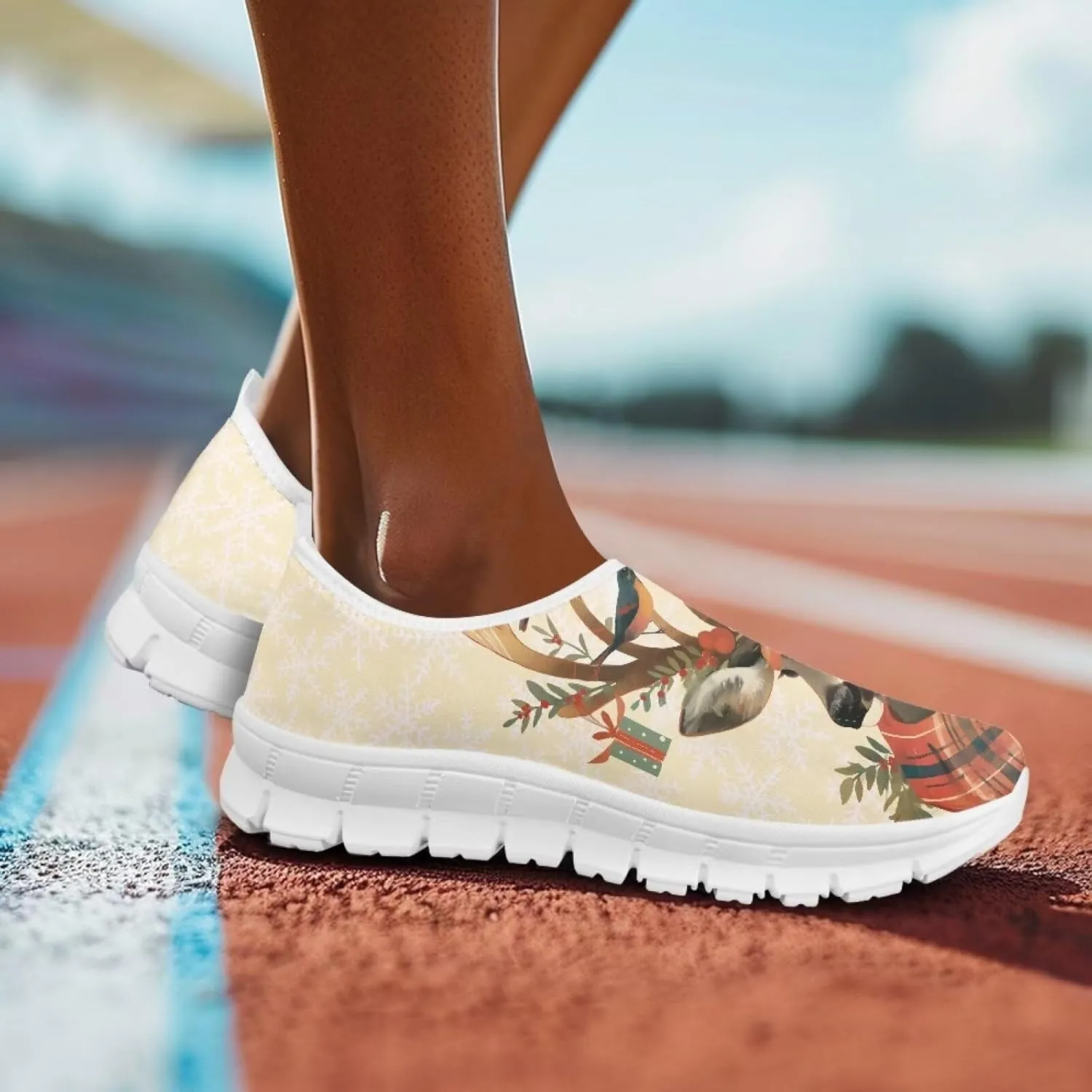 Women Sports Air Running Sneakers Lightweight Slide-in Casual Walking Shoes（White Sole）