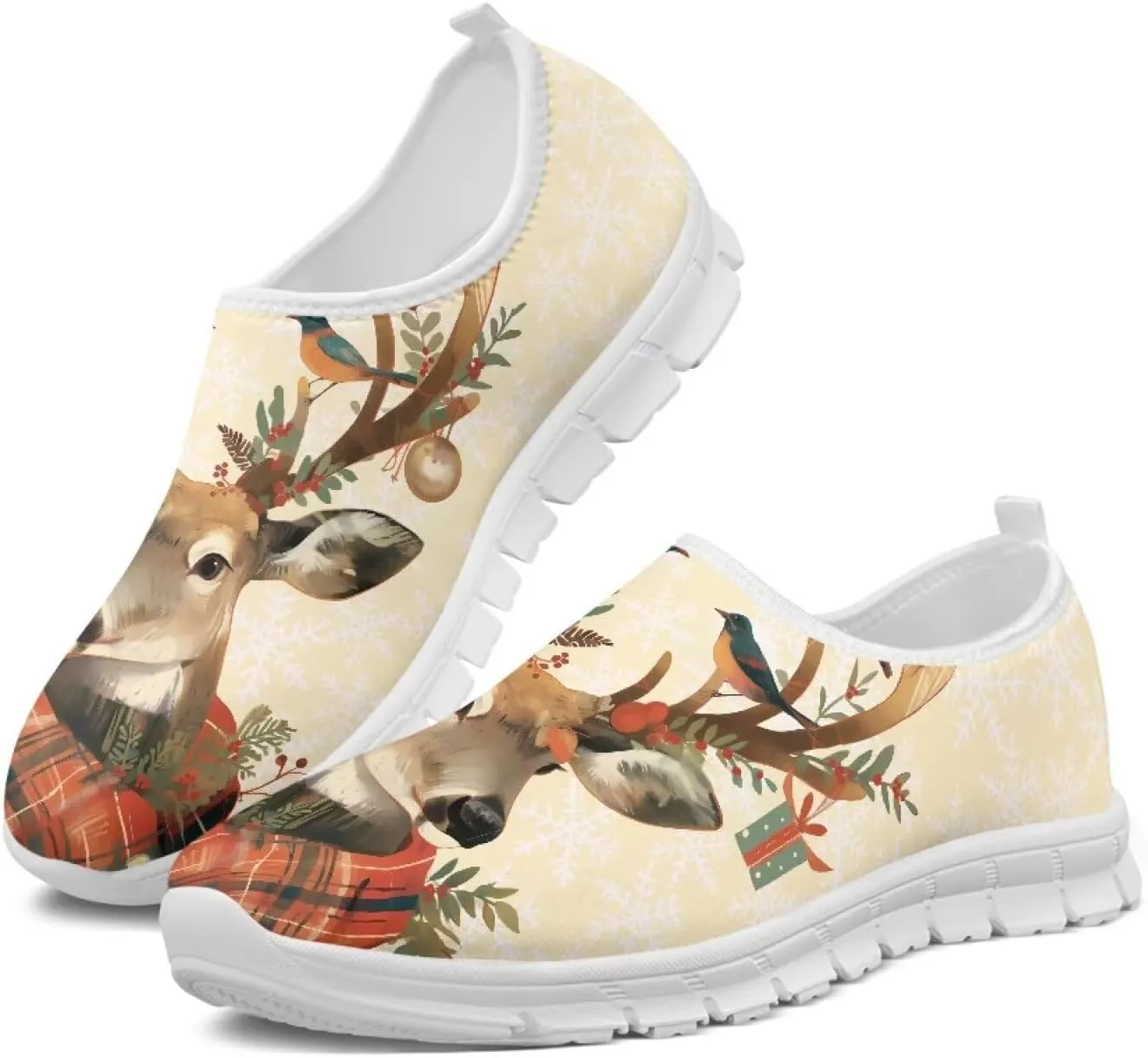 Women Sports Air Running Sneakers Lightweight Slide-in Casual Walking Shoes（White Sole）