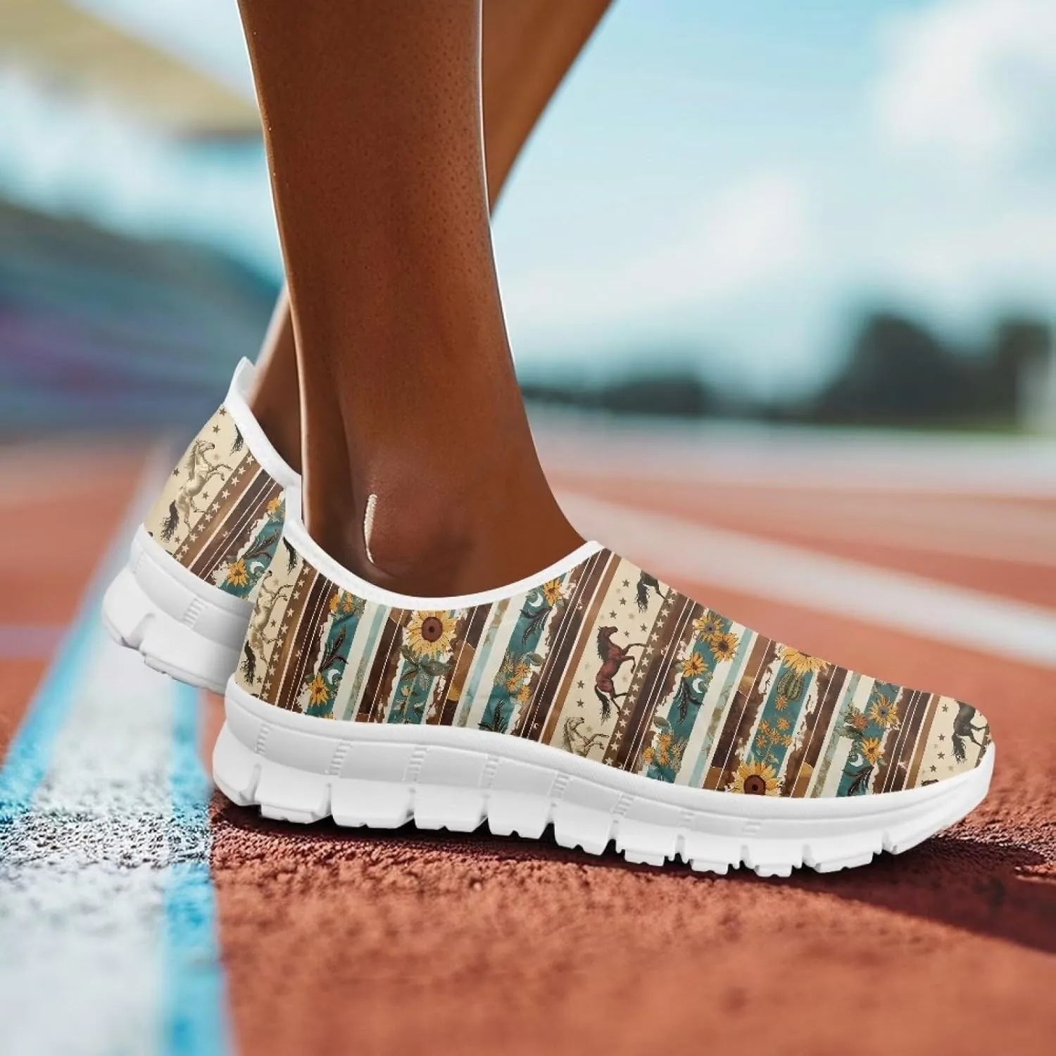 Women Sports Air Running Sneakers Lightweight Slide-in Casual Walking Shoes（White Sole）