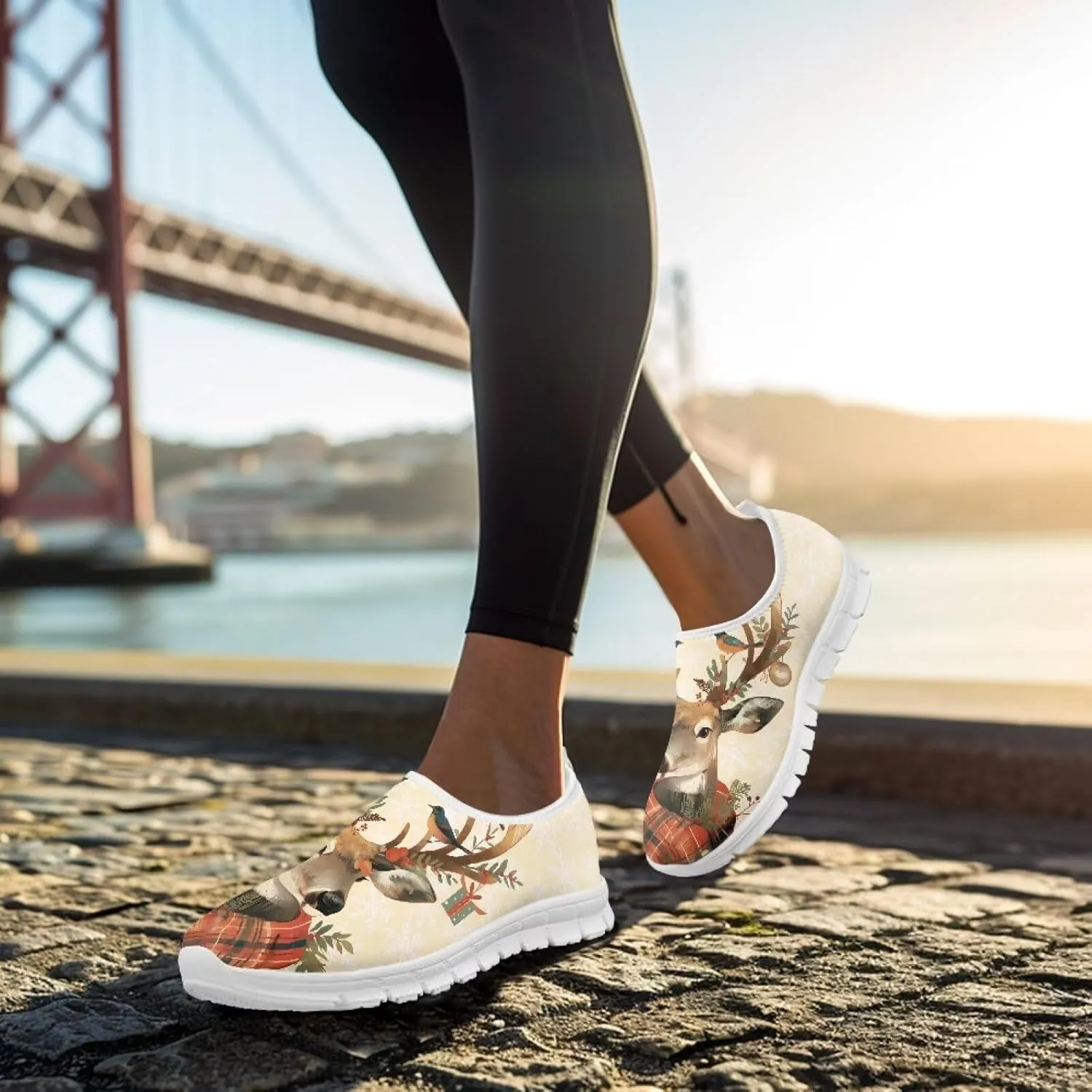 Women Sports Air Running Sneakers Lightweight Slide-in Casual Walking Shoes（White Sole）