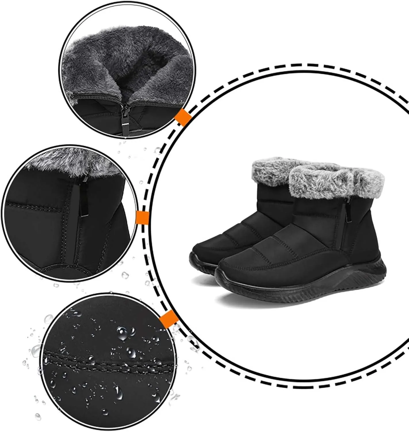 Womens Insulated Snow Boots Low Heel Ankle Boots for Women Plush Lined Flat Hiking Boots Non Slip Casual Shoes