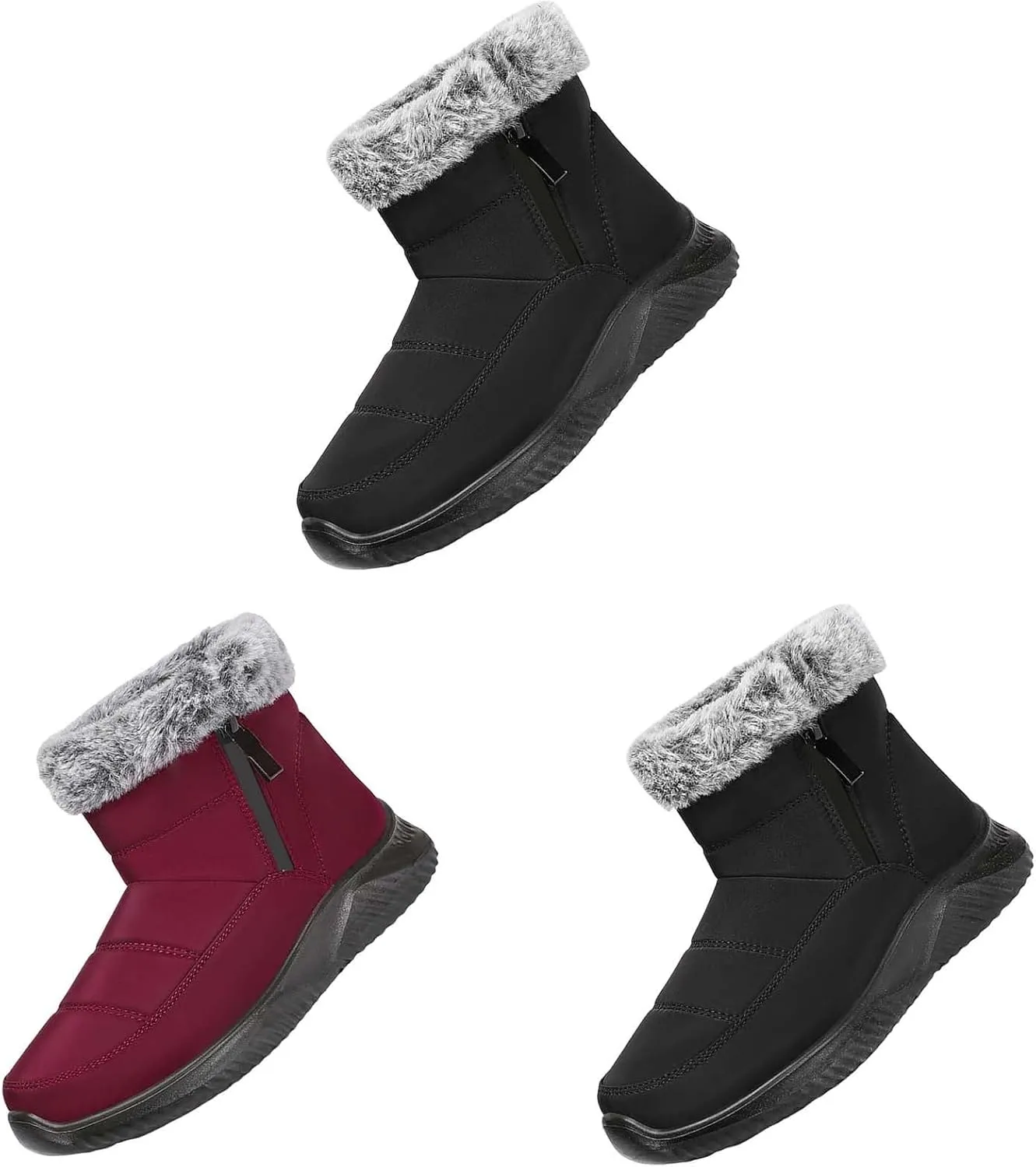Womens Insulated Snow Boots Low Heel Ankle Boots for Women Plush Lined Flat Hiking Boots Non Slip Casual Shoes