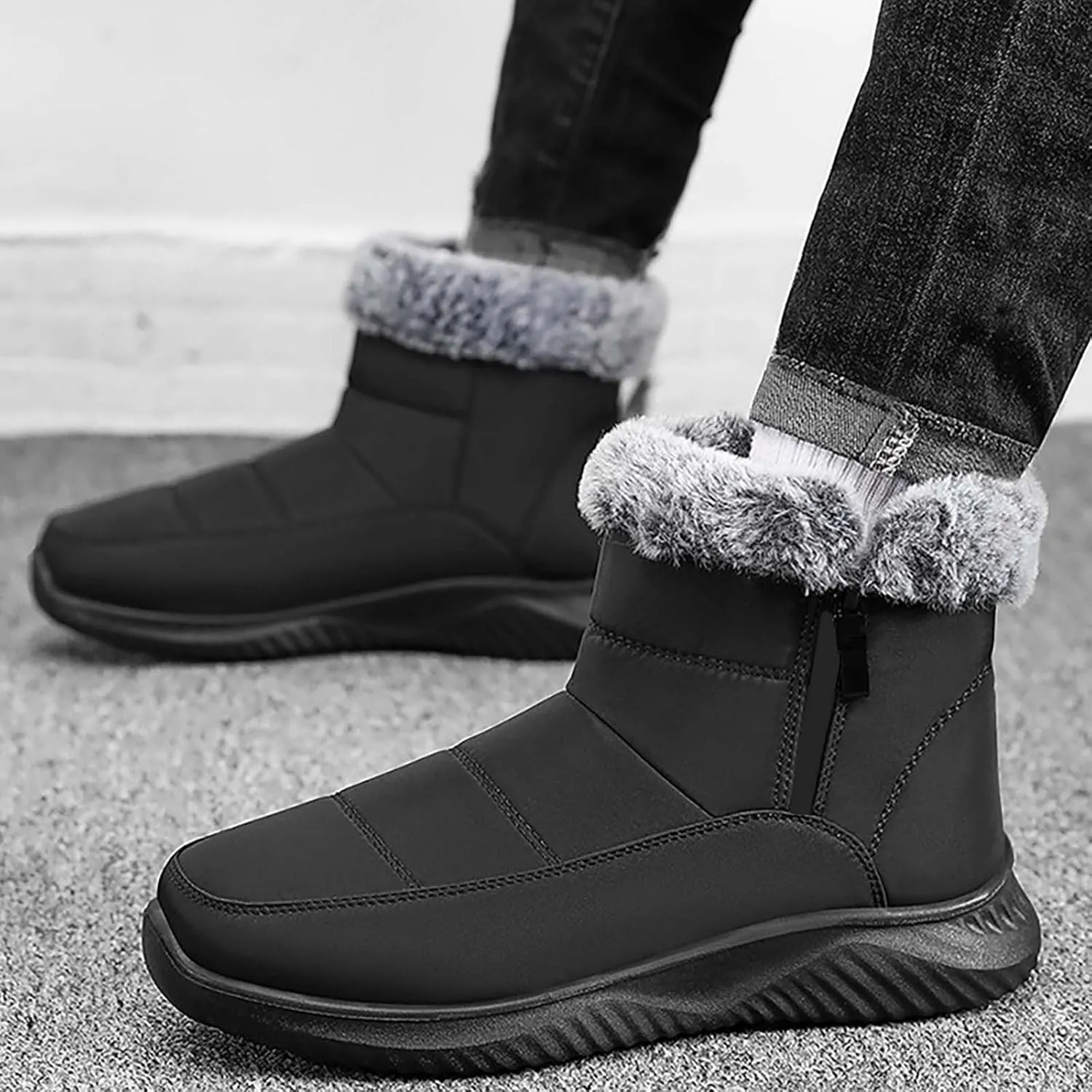 Womens Insulated Snow Boots Low Heel Ankle Boots for Women Plush Lined Flat Hiking Boots Non Slip Casual Shoes