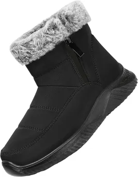 Womens Insulated Snow Boots Low Heel Ankle Boots for Women Plush Lined Flat Hiking Boots Non Slip Casual Shoes