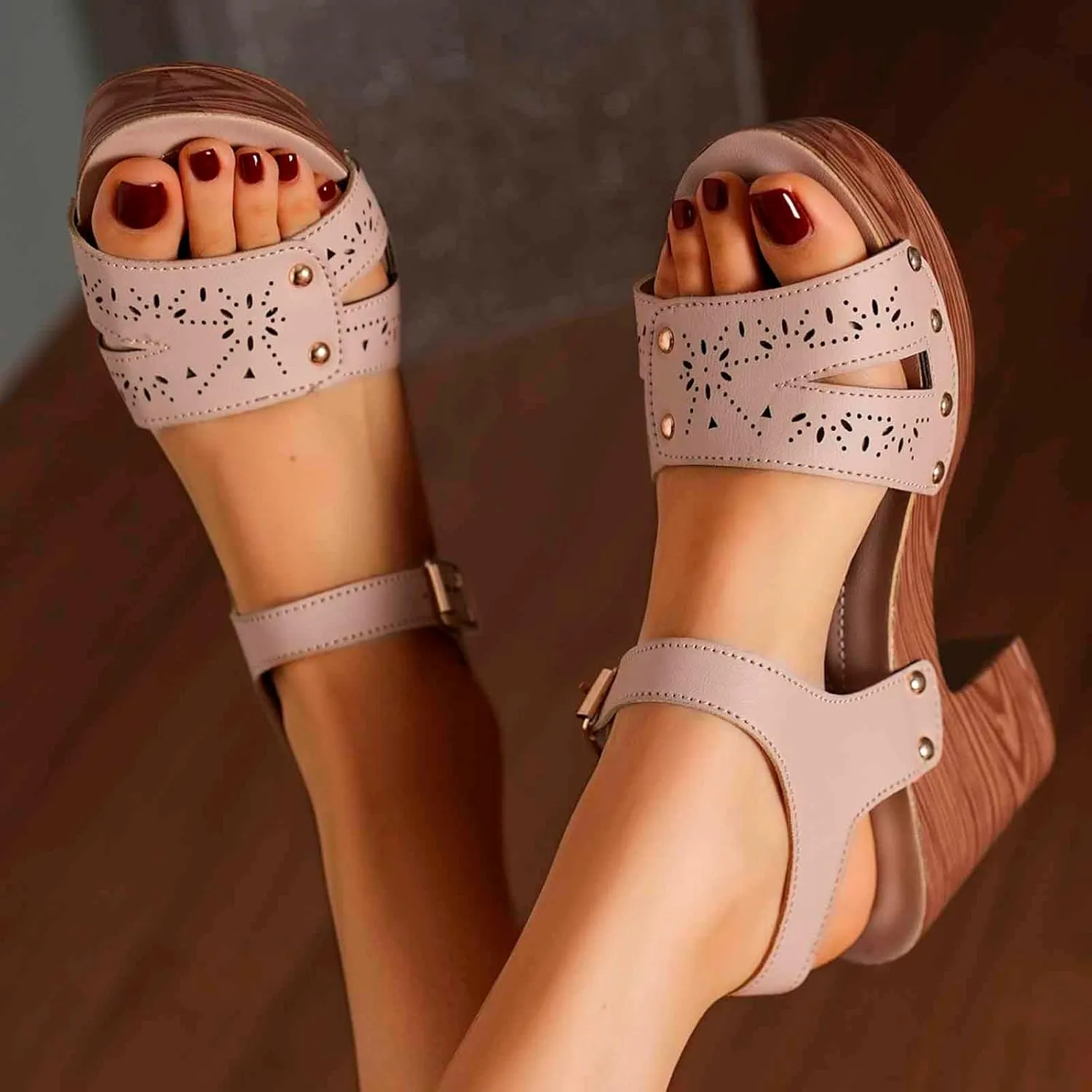 Women's Summer High Heel Sandals Comfortable Open Toe Dressy Slip On Shoes For Casual Vacation Work Date Outfits