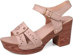 Women's Summer High Heel Sandals Comfortable Open Toe Dressy Slip On Shoes For Casual Vacation Work Date Outfits